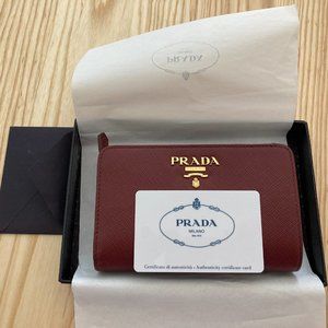 Prada Saffiano metal wallet Cerise